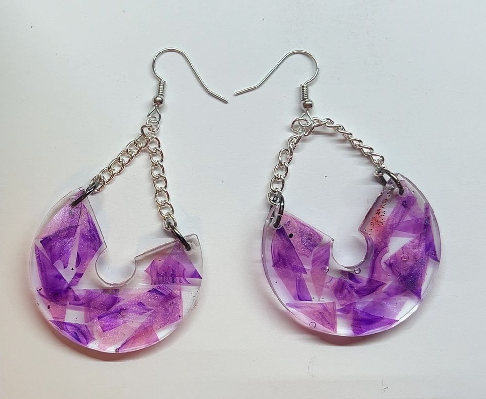 “Stained Glass” Resin Earrings